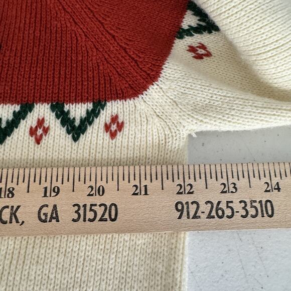 Vintage JCPenney Fair Isle Mock Neck Sweater XL Cream Brown Ski Resort Retro - Picture 8 of 10